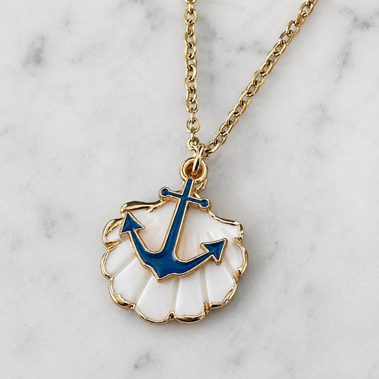 Gold Anchor Shell Necklace