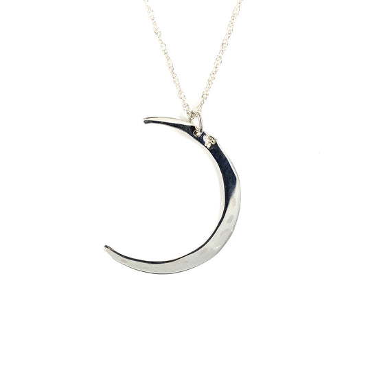 Sterling Silver Hammered Crescent Moon Necklace
