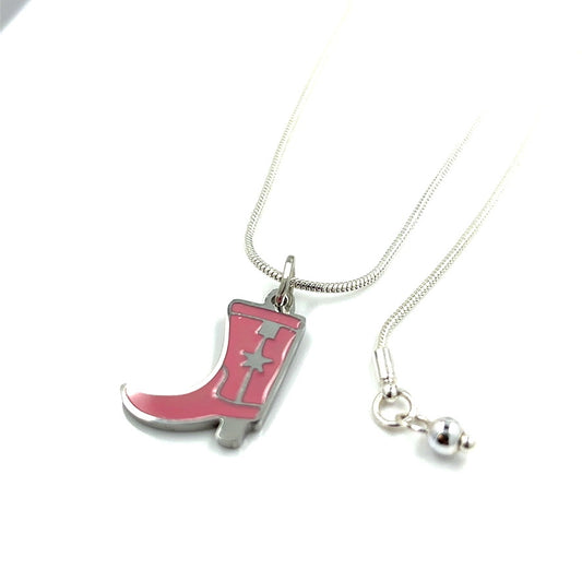 Pink Cowgirl Boot Necklace