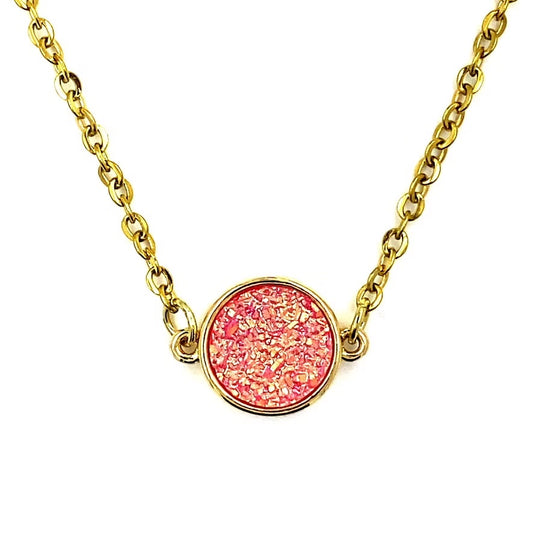 Pink Druzy Necklace