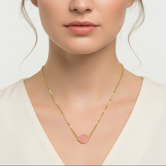 Pink Druzy Necklace