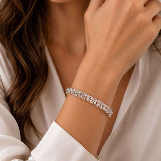 Sterling Silver Byzantine Bracelet (8MM)