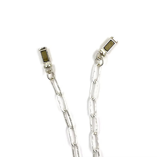 Sterling Silver Hammered Paperclip Chain Necklace (3MM)