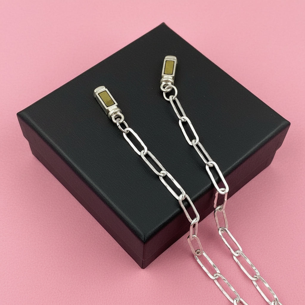 Sterling Silver Hammered Paperclip Chain Necklace (3MM)