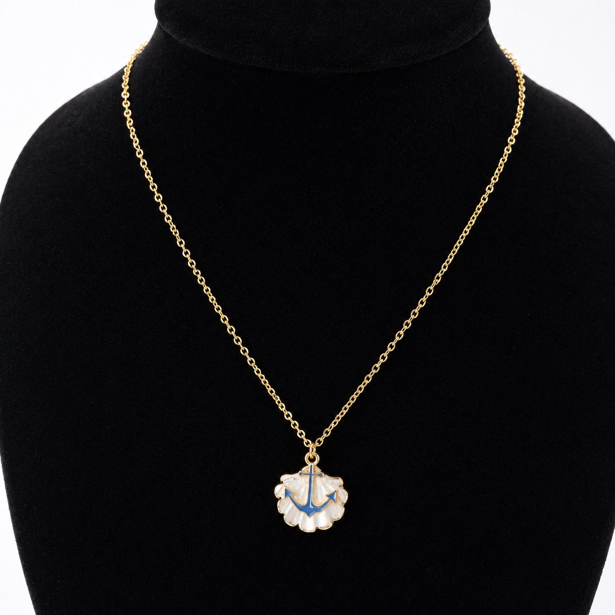 Gold Anchor Shell Necklace