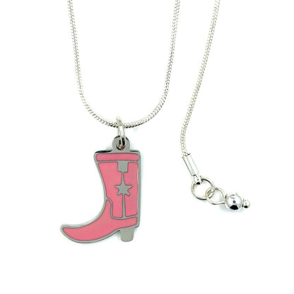Pink Cowgirl Boot Necklace