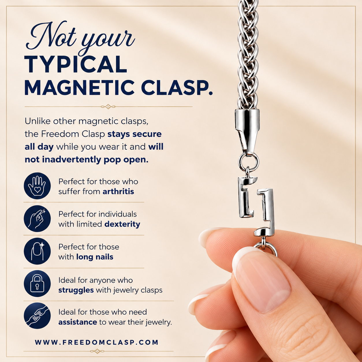 Pearl Style Freedom Clasps (8MM)