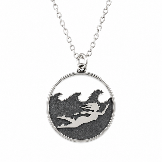 Sterling Silver Swimming Girl Necklace