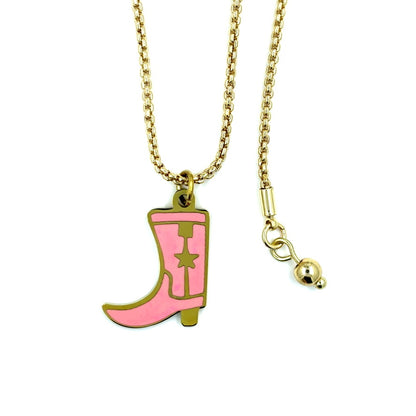 Pink Cowgirl Boot Necklace