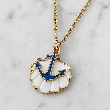 Gold Anchor Shell Necklace