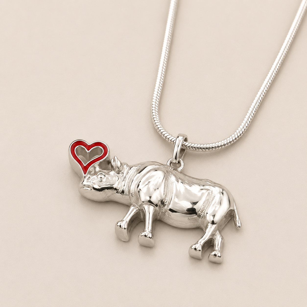 Sterling Silver Rhino Necklace