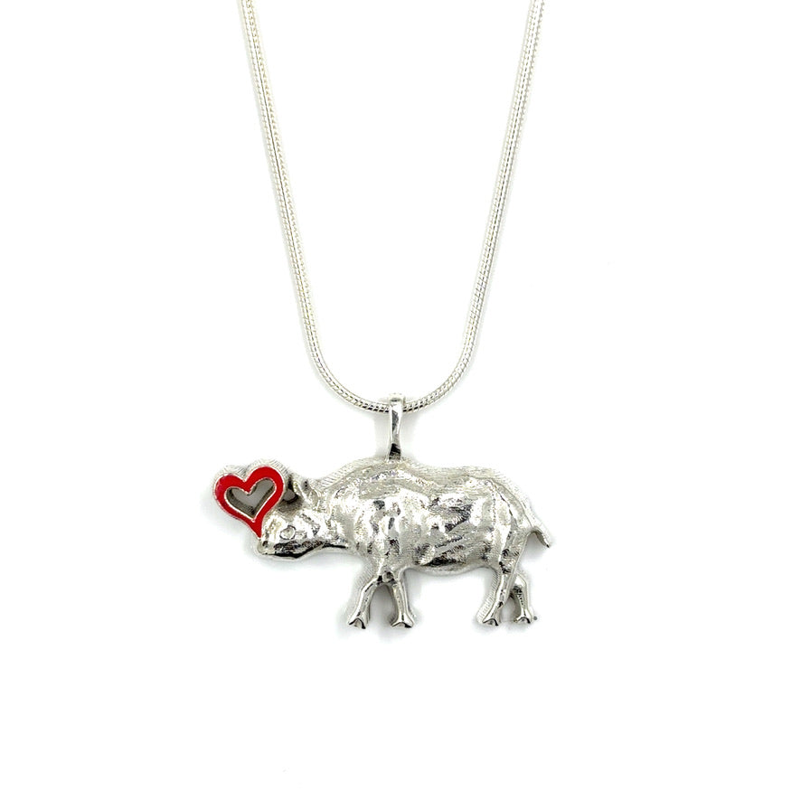 Sterling Silver Rhino Necklace