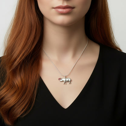 Sterling Silver Rhino Necklace