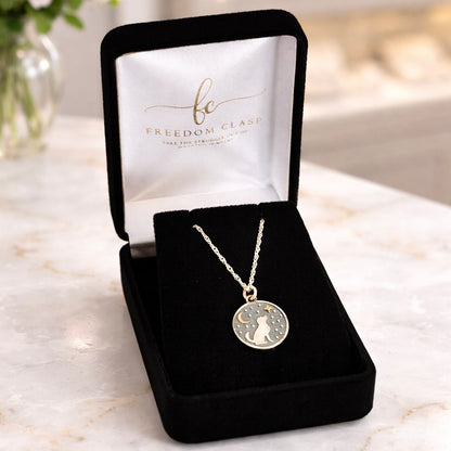 Sterling Silver Dog with Bronze Moon & Star Necklace
