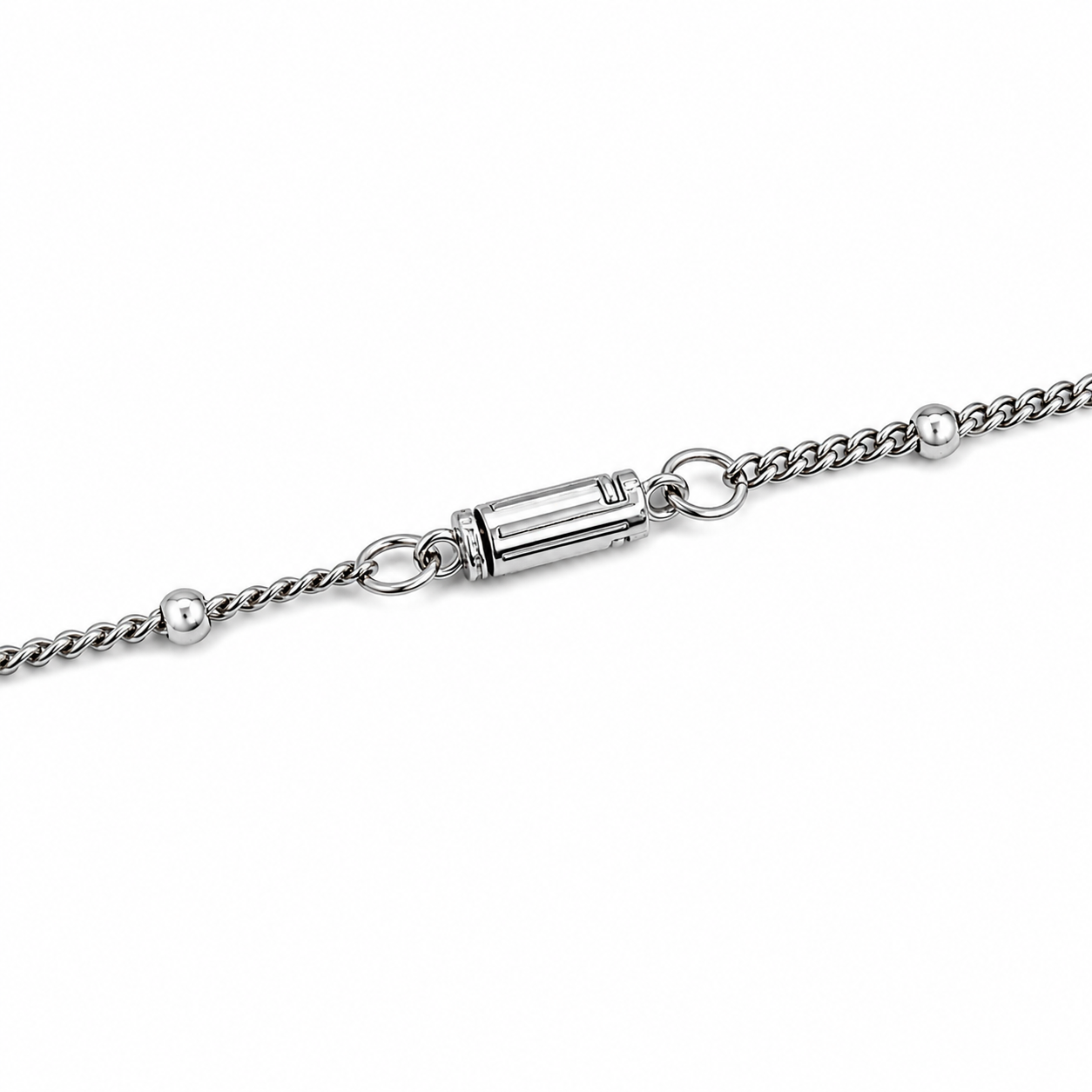 Stainless Steel Beaded Curb Chain Necklace (1.5MM)