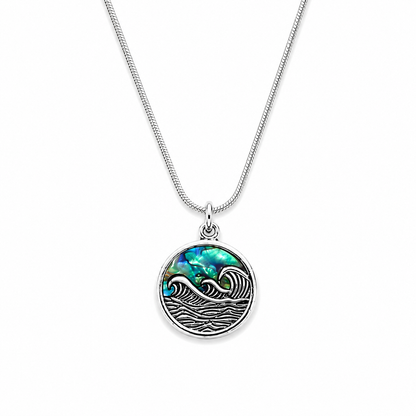 Wave Shell Pendant Necklace with Adjustable Snake Chain