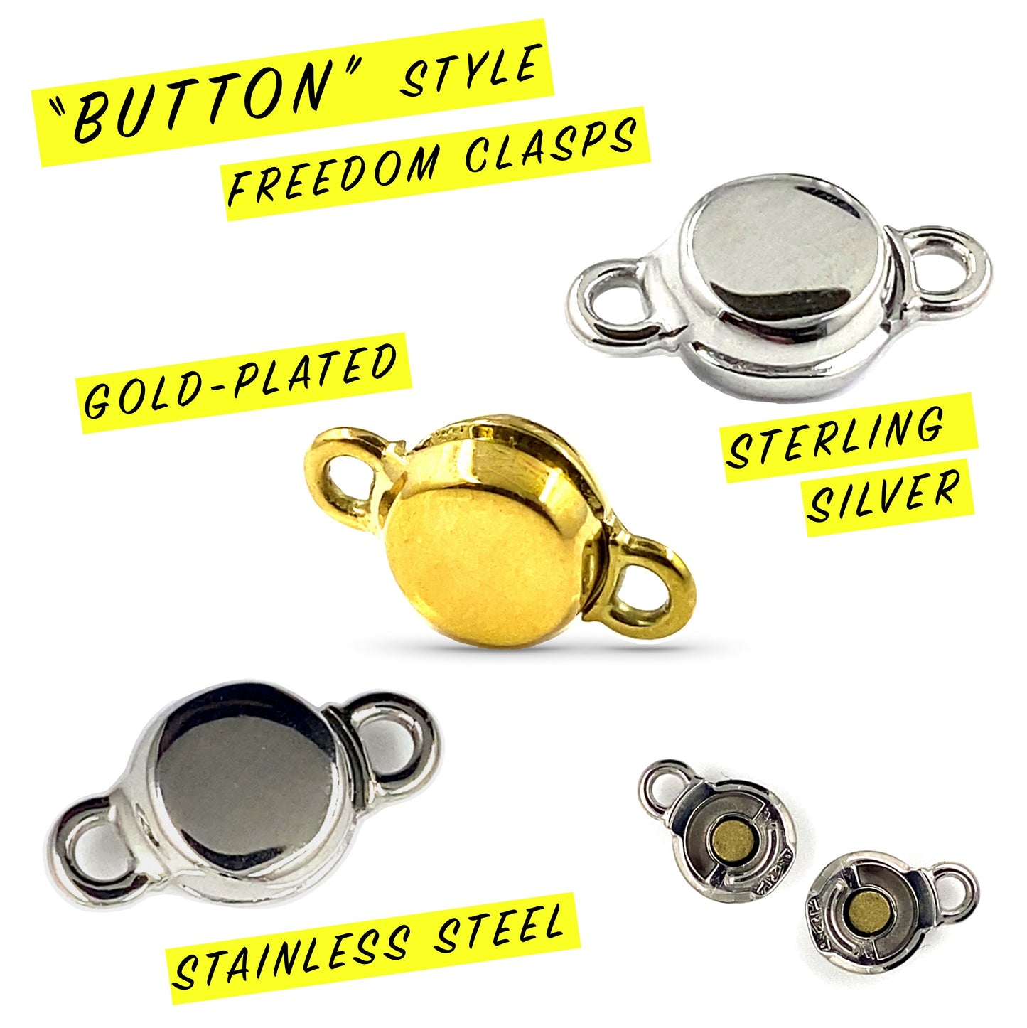 Button Style Freedom Clasps (8MM)