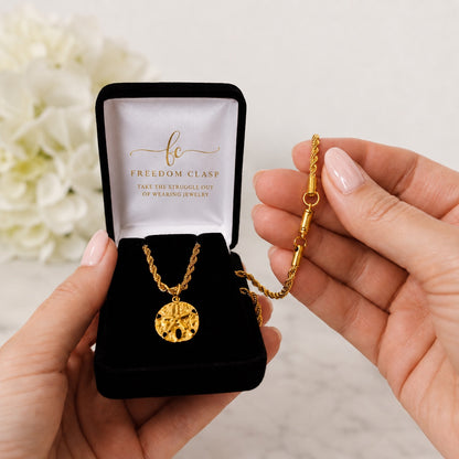 Sand Dollar Pendant Necklace with Freedom Clasp