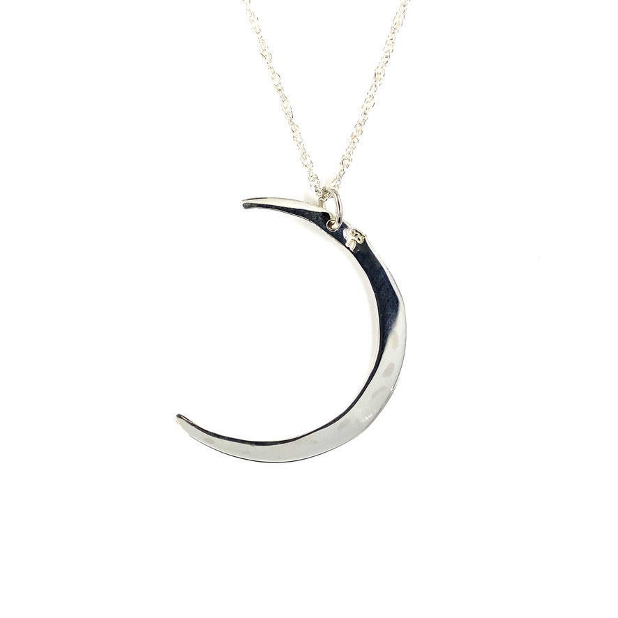 Sterling Silver Hammered Crescent Moon Necklace