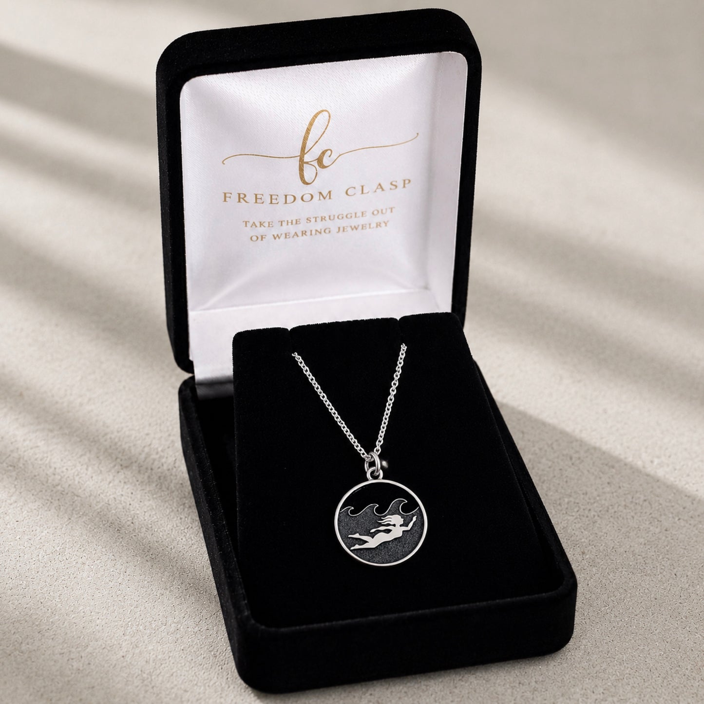 Sterling Silver Swimming Girl Necklace