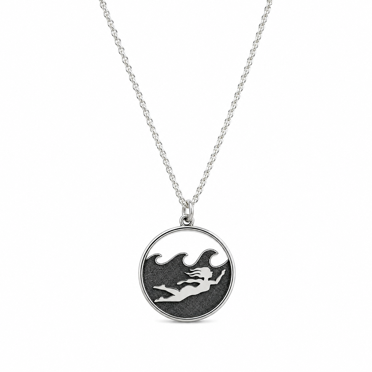 Sterling Silver Swimming Girl Necklace