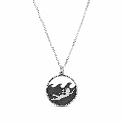 Sterling Silver Swimming Girl Necklace