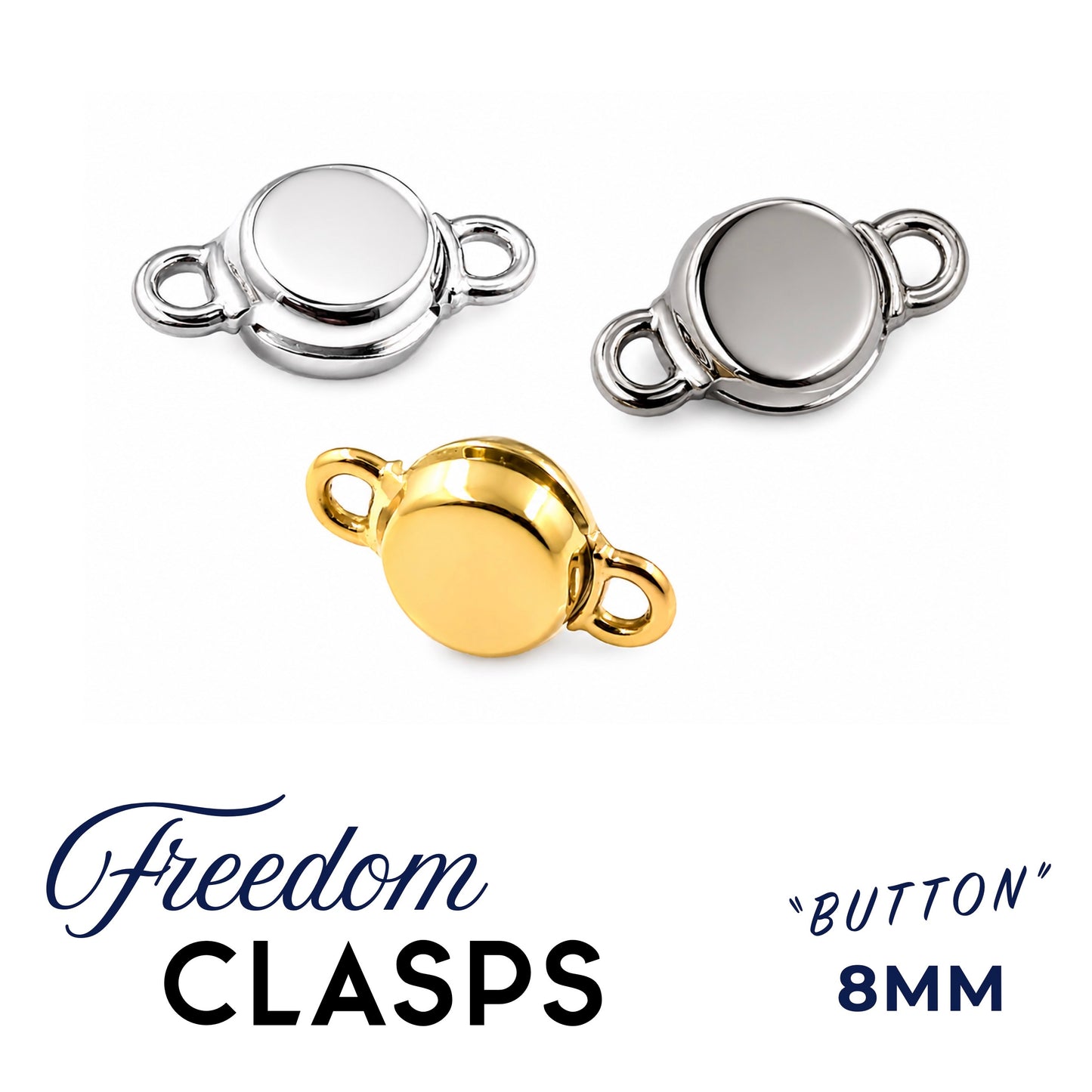Button Style Freedom Clasps (8MM)