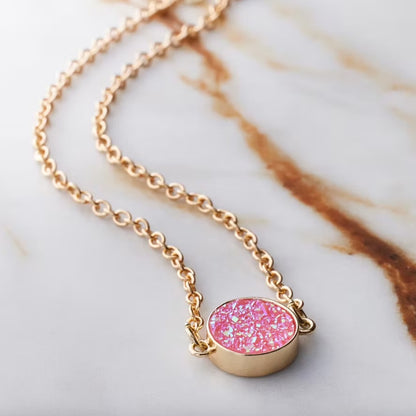 Pink Druzy Necklace