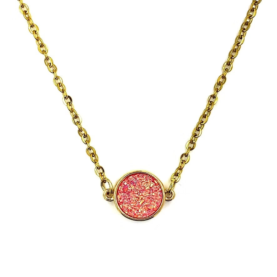 Pink Druzy Necklace