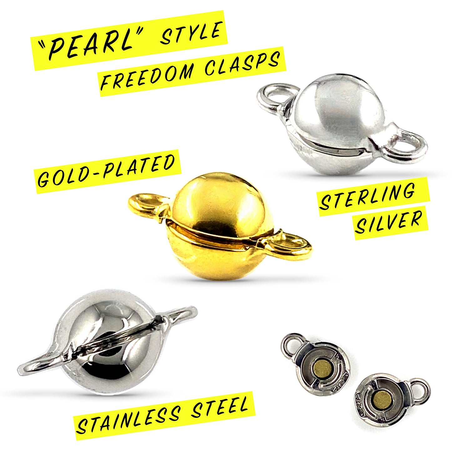 Pearl Style Freedom Clasps (8MM)