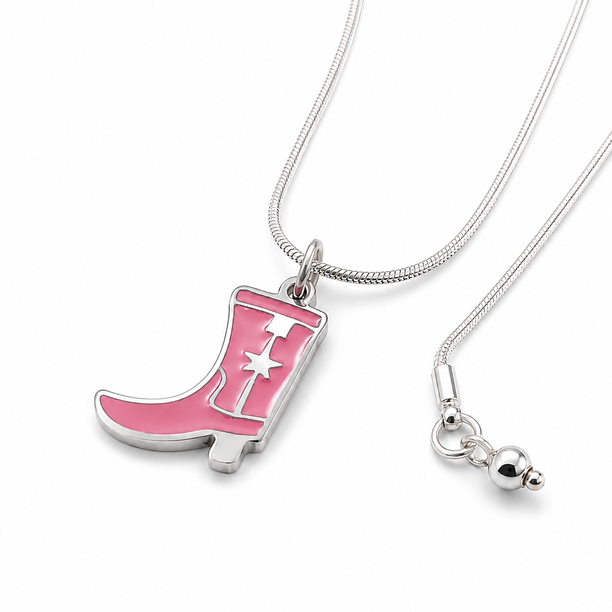 Pink Cowgirl Boot Necklace