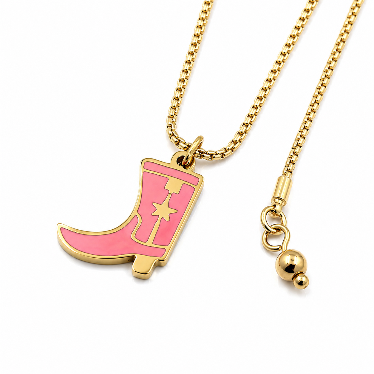 Pink Cowgirl Boot Necklace