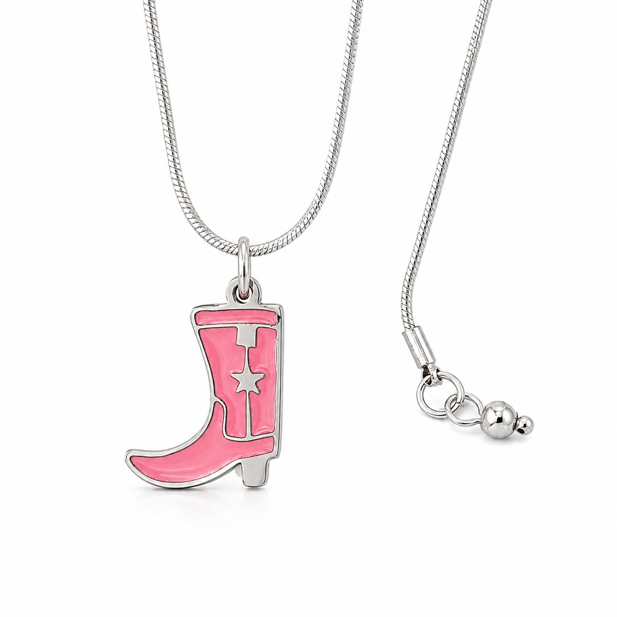 Pink Cowgirl Boot Necklace