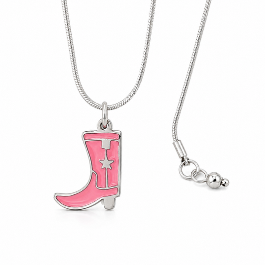 Pink Cowgirl Boot Necklace