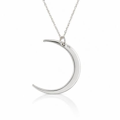 Sterling Silver Hammered Crescent Moon Necklace