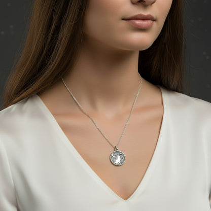 Sterling Silver Dog with Bronze Moon & Star Necklace