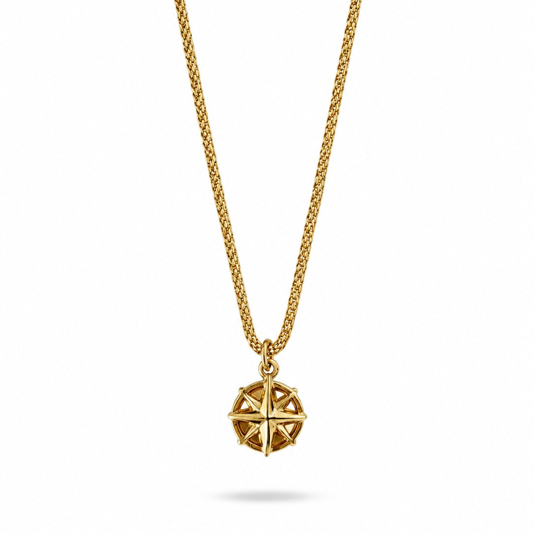 Compass Pendant Necklace with Freedom Clasp