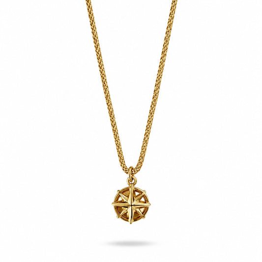 Compass Pendant Necklace with Freedom Clasp