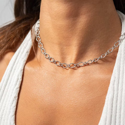 Hammered Oval Chain Necklace (7MM)