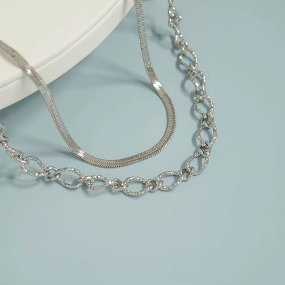 Hammered Oval Chain Necklace (7MM)