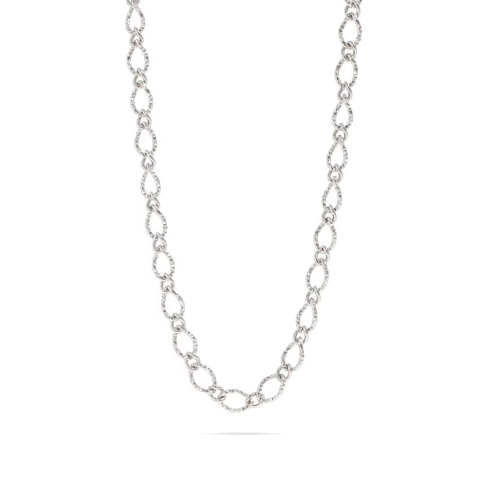 Hammered Oval Chain Necklace (7MM)