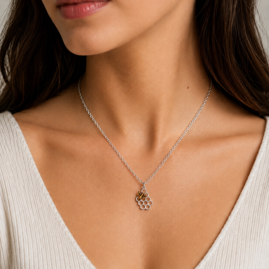 Sterling Silver Honeycomb Necklace