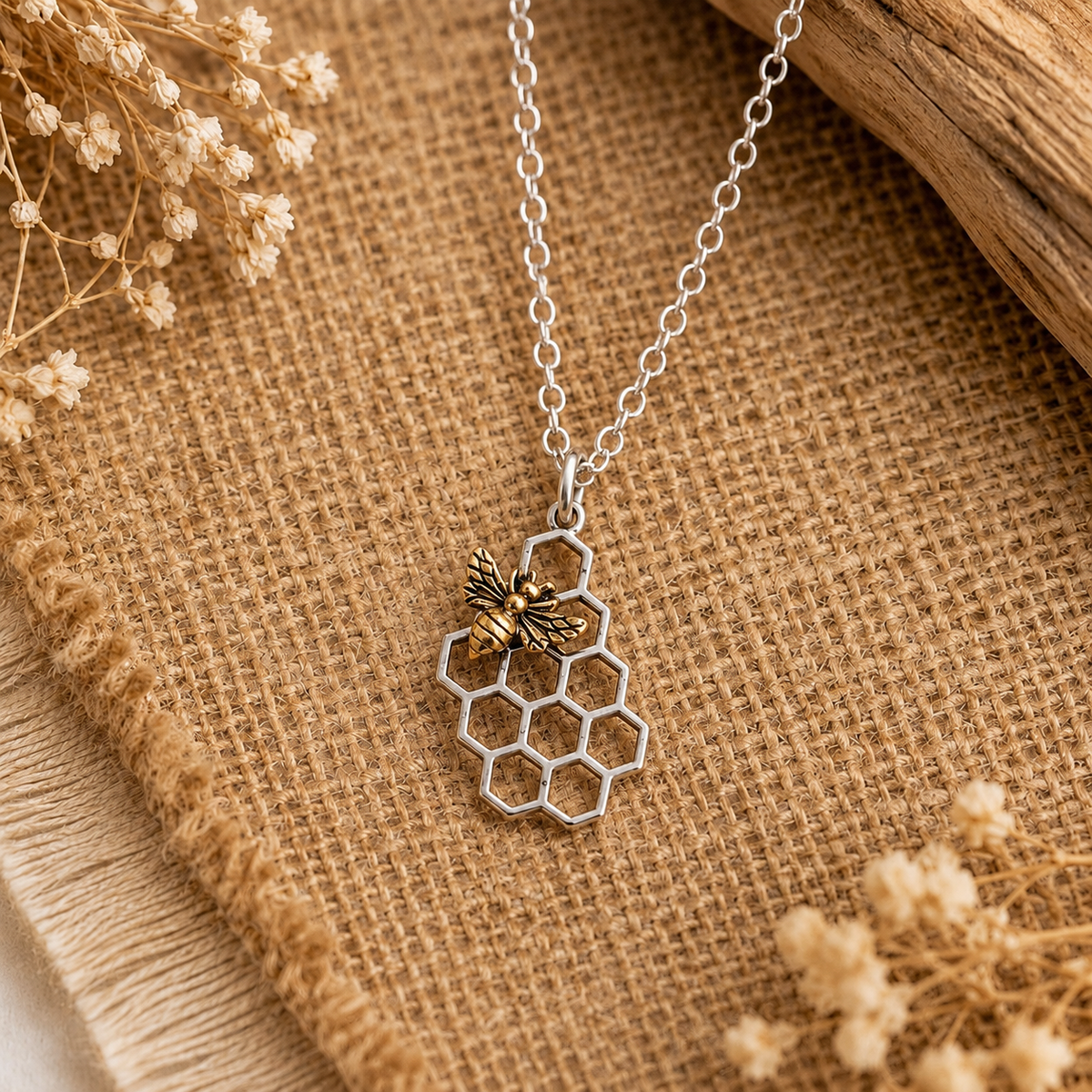 Sterling Silver Honeycomb Necklace