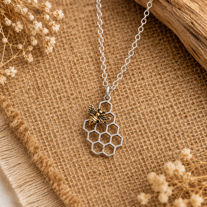 Sterling Silver Honeycomb Necklace