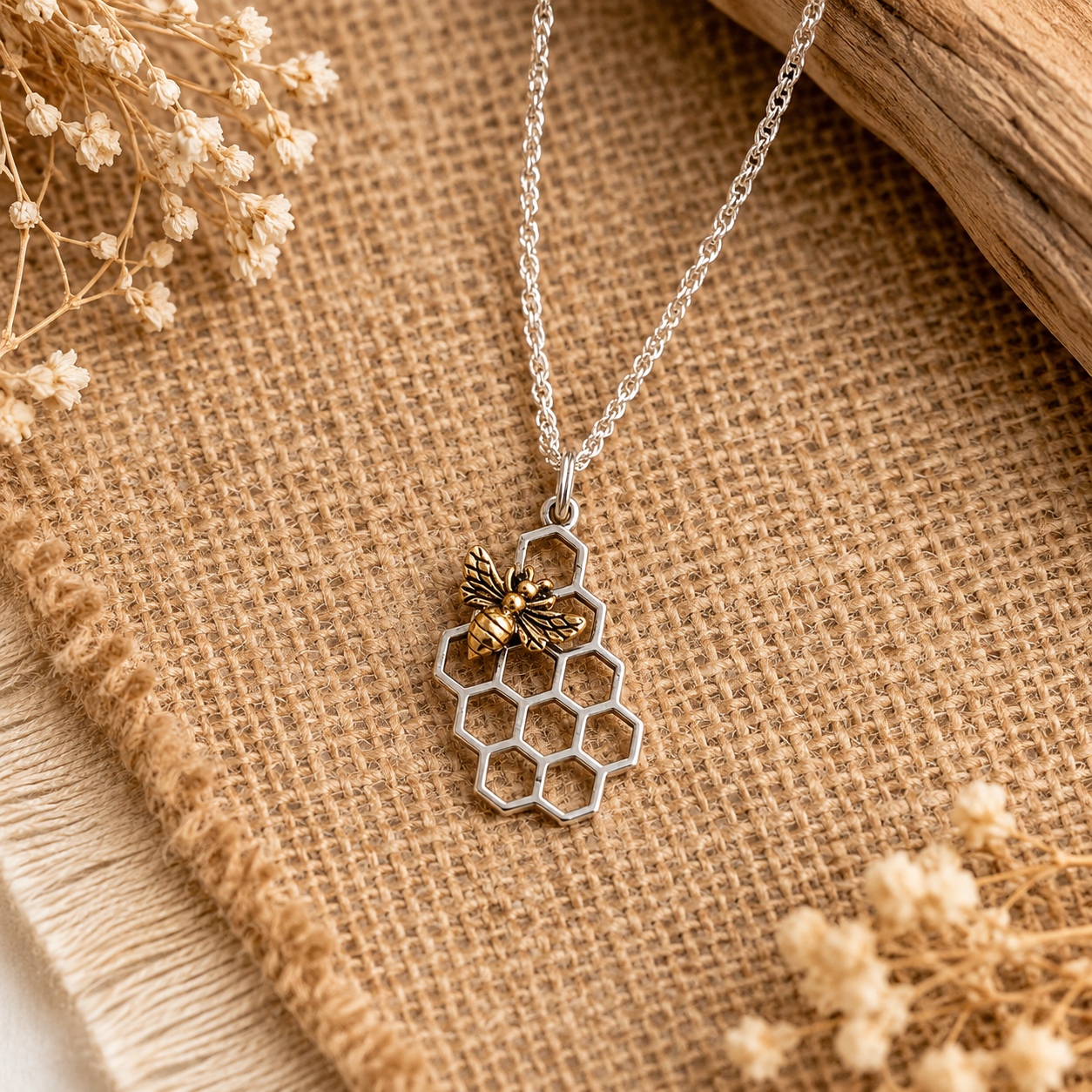 Sterling Silver Honeycomb Necklace