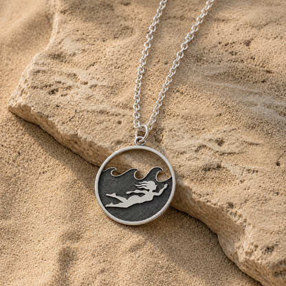 Sterling Silver Swimming Girl Necklace