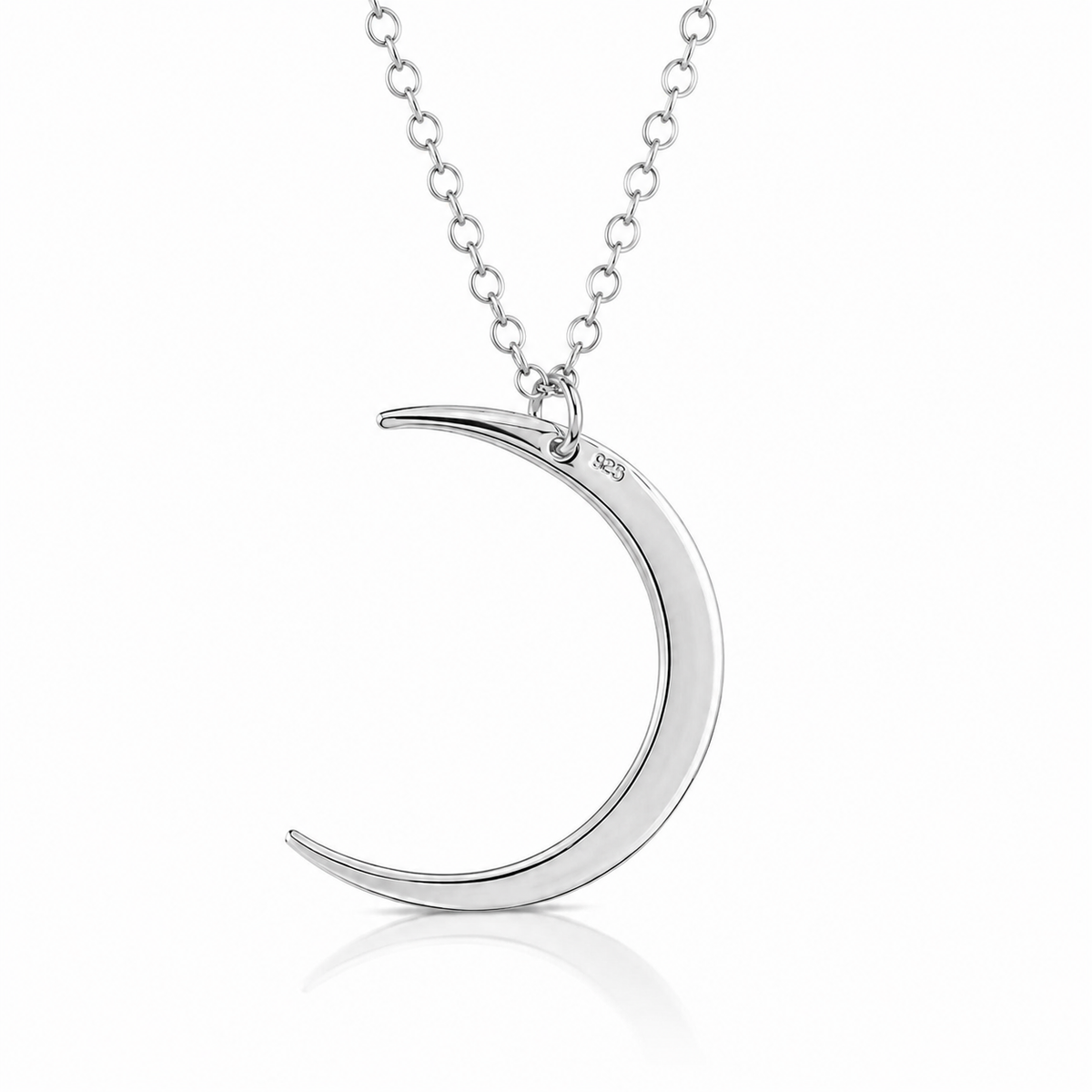 Sterling Silver Hammered Crescent Moon Necklace