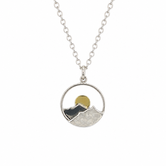 Sterling Silver Mountain Sunset Necklace