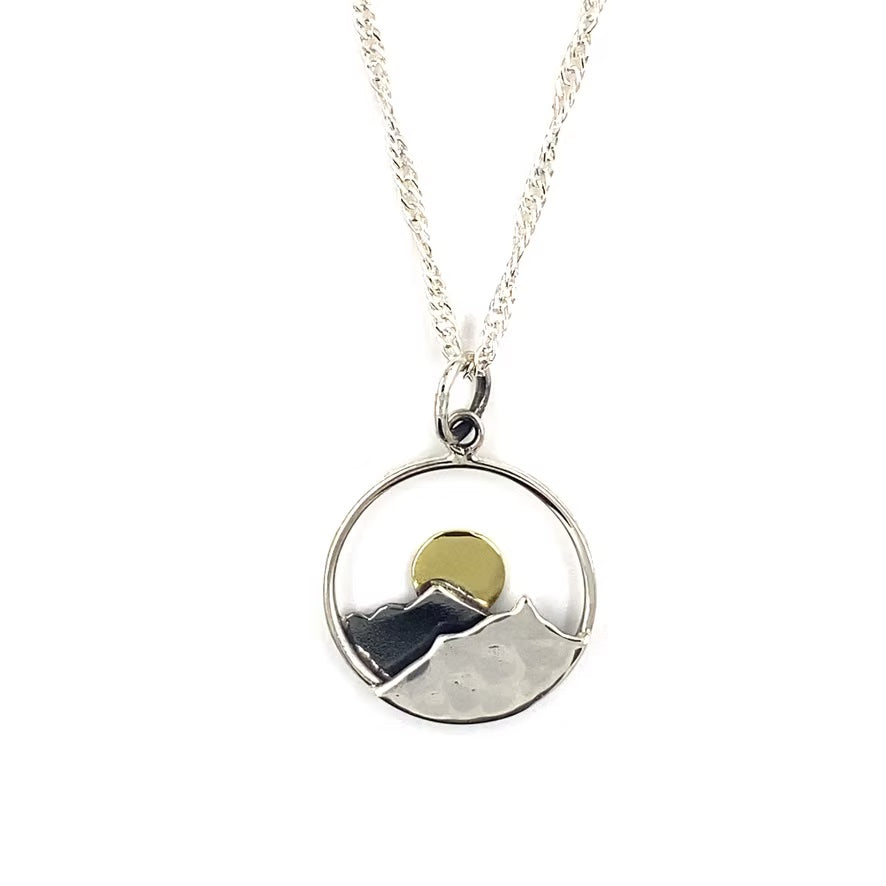 Sterling Silver Mountain Sunset Necklace