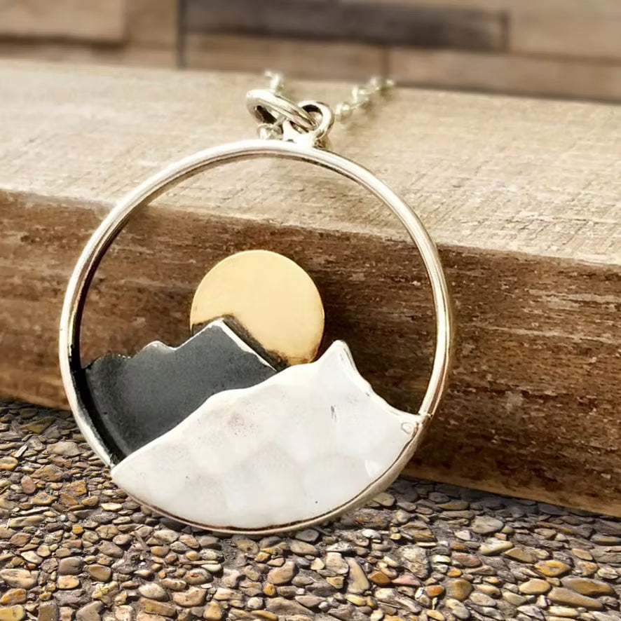 Sterling Silver Mountain Sunset Necklace